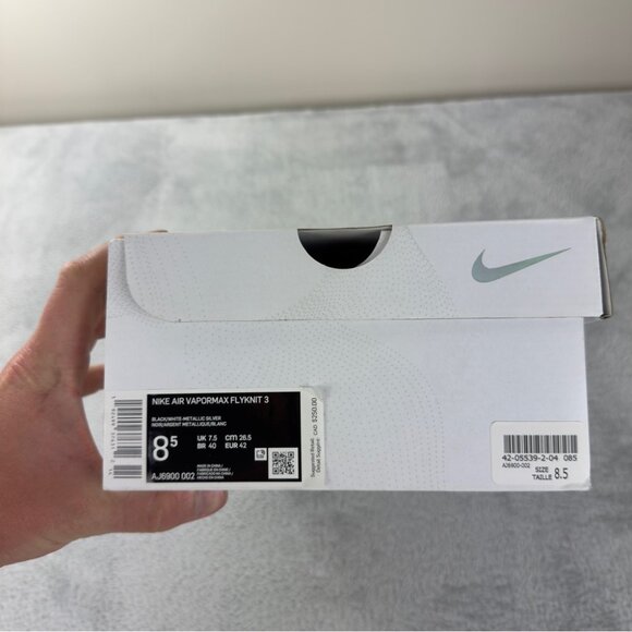 Nike Air Vapormax Flyknit 3 Oreo Black Gray Size 8.5 - Picture 9 of 15
